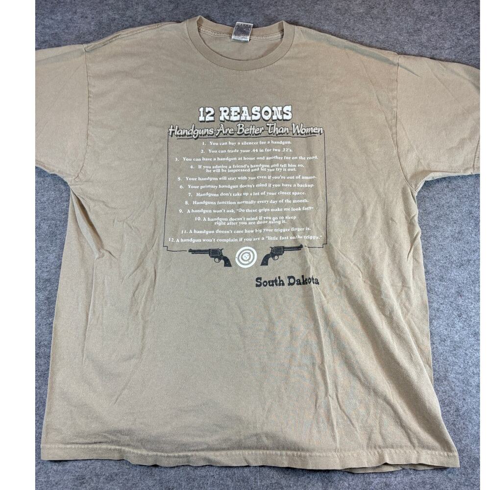 VINTAGE 90s 12 Reasons Handguns Are Better Than Women Shirt Men 2XL South Dakota